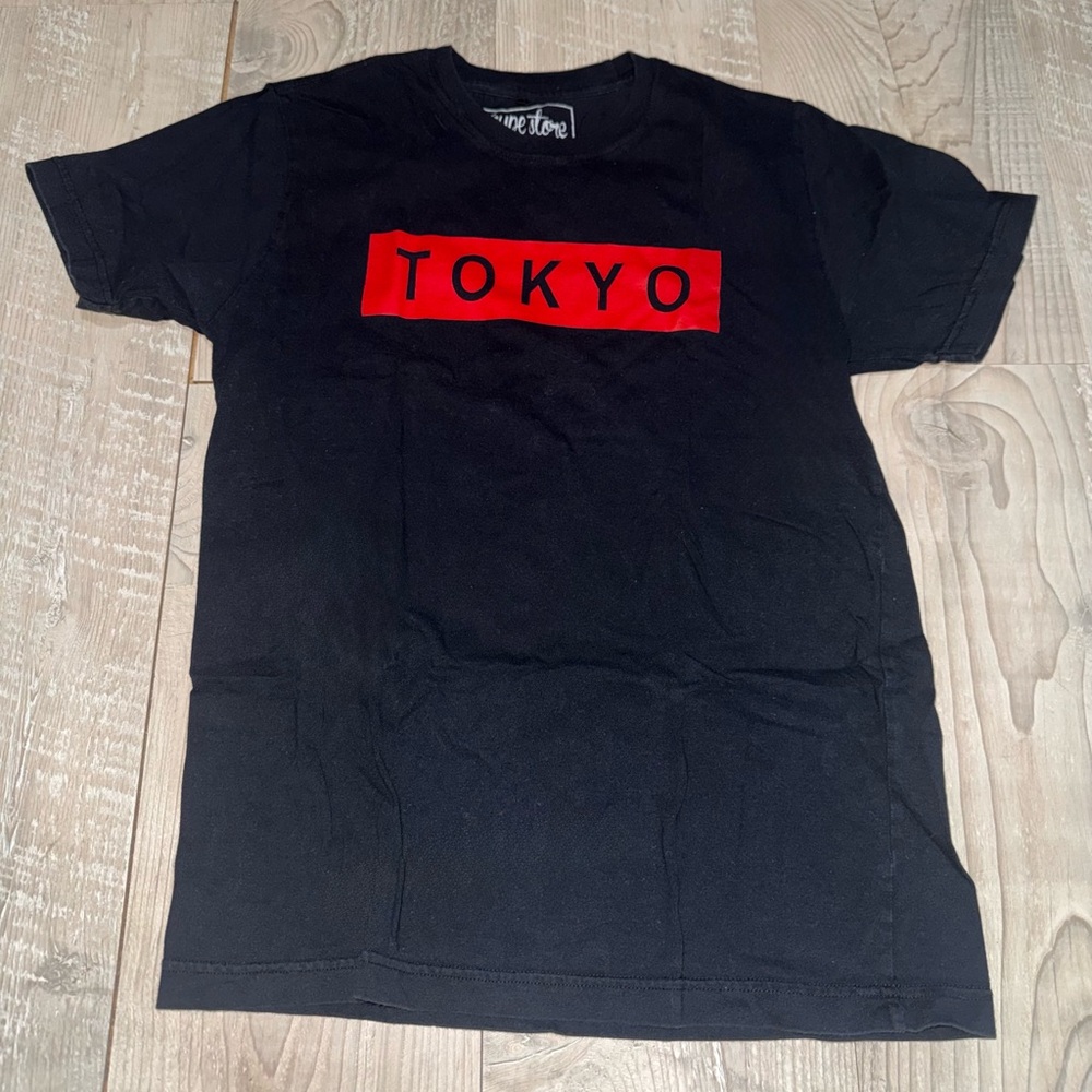 “TOKYO” Black T-Shirt with Red Tokyo Print, Medium